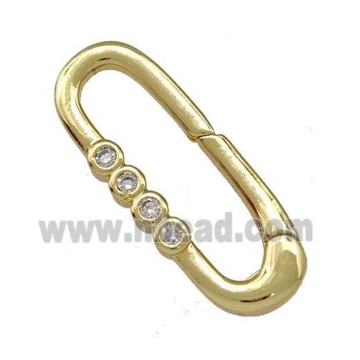 Copper Carabiner Clasp Micro Pave Zirconia Gold Plated