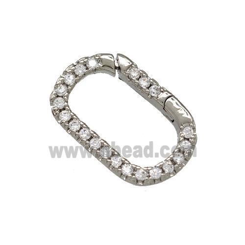 Copper Carabiner Clasp Micro Pave Zirconia Platinum Plated