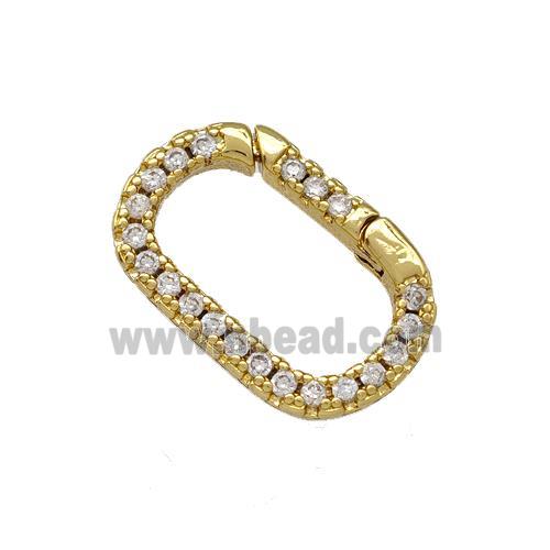 Copper Carabiner Clasp Micro Pave Zirconia Gold Plated