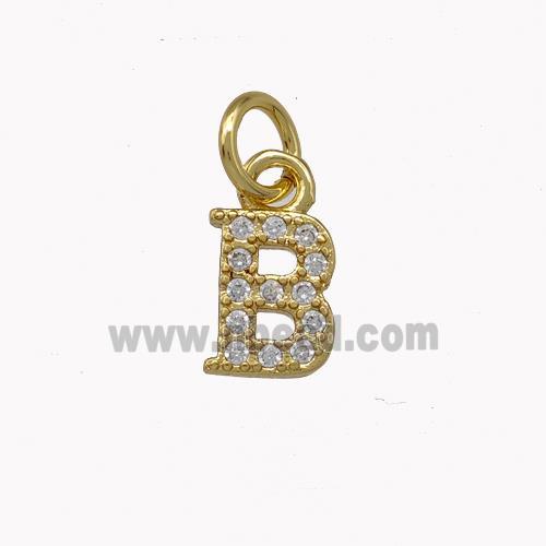 Copper Letter-B Pendant Pave Zirconia Gold Plated