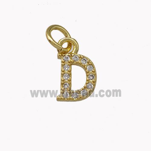 Copper Letter-D Pendant Pave Zirconia Gold Plated