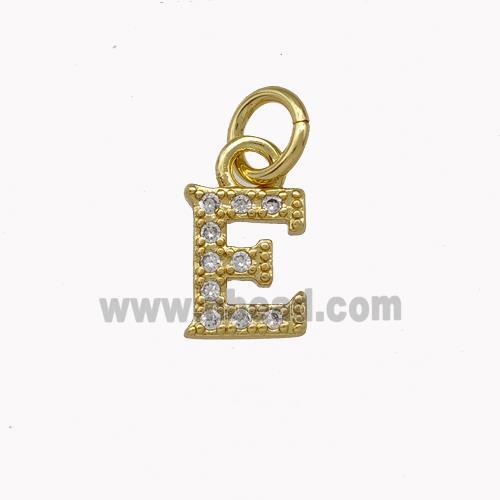 Copper Letter-E Pendant Pave Zirconia Gold Plated