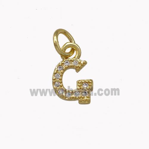 Copper Letter-G Pendant Pave Zirconia Gold Plated