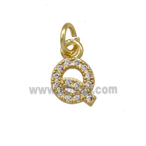 Copper Letter-Q Pendant Pave Zirconia Gold Plated