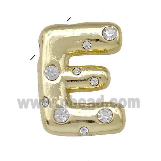 Copper Pendant Pave Zirconia Letter-E Gold Plated