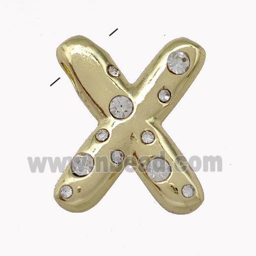 Copper Pendant Pave Zirconia Letter-X Gold Plated