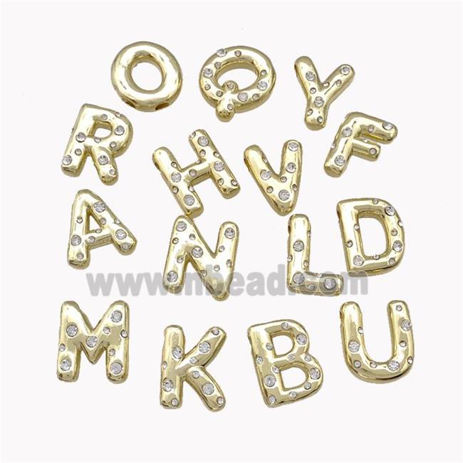 Copper Alphabet Pendant Pave Zirconia Mixed Letters Gold Plated