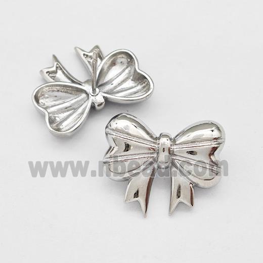 Copper Bow Stud Earrings Platinum Plated