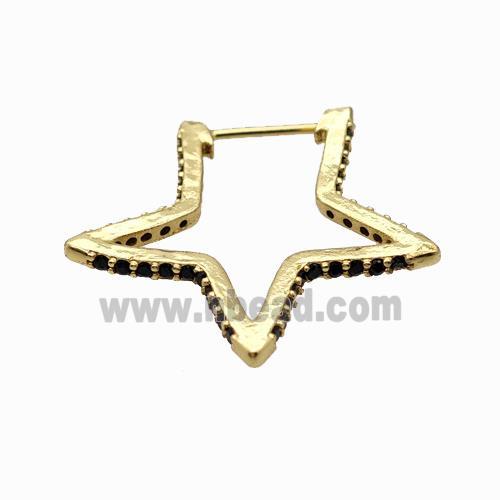 Copper Star Earring Studs Pave Zirconia Gold Plated