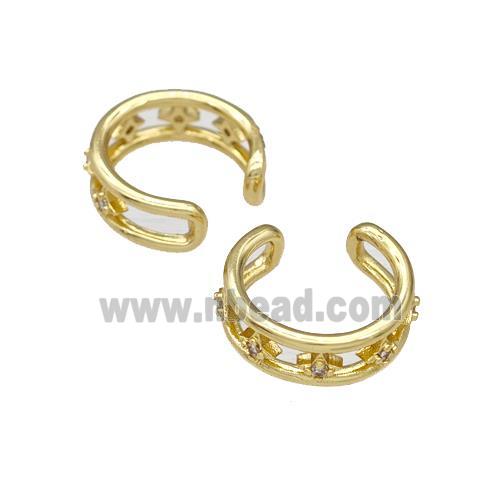 Copper Clip Earrings Pave Zirconia Gold Plated