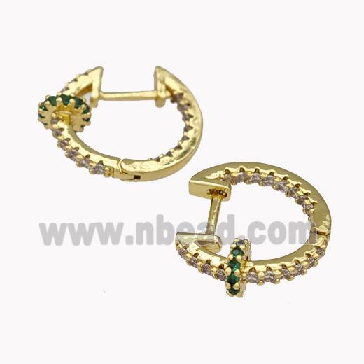 Copper Latchback Earrings Pave Zirconia Gold Plated