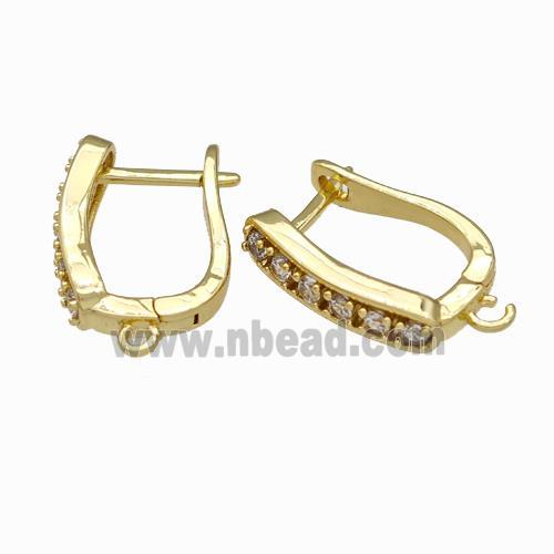 Copper Latchback Earrings Pave Zirconia Gold Plated