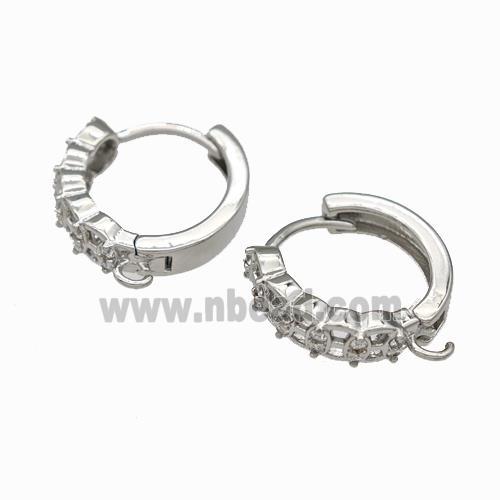 Copper Hoop Earrings Pave Zirconia Platinum Plated