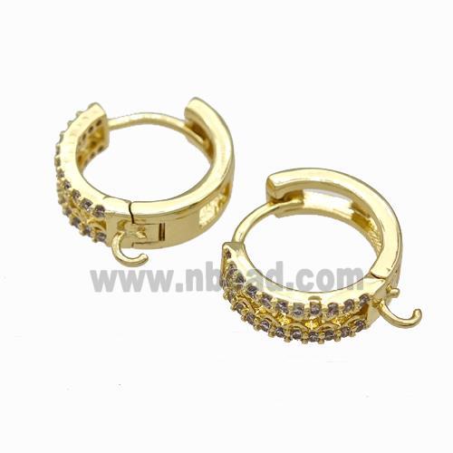 Copper Hoop Earrings Pave Zirconia Gold Plated