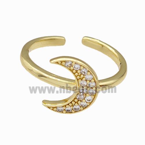 Copper Moon Rings Pave Zirconia Gold Plated