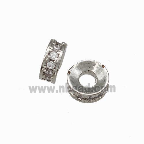 Copper Heishi Spacer Beads Pave Zirconia Platinum Plated