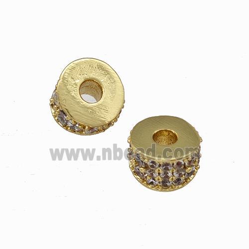 Copper Tube Spacer Beads Pave Zirconia Gold Plated