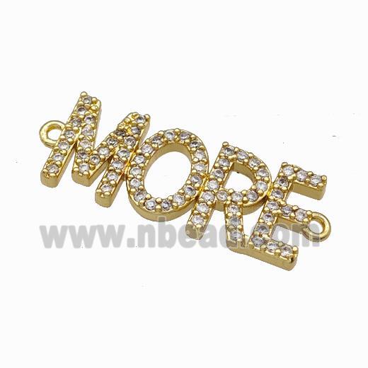 Copper MORE Connector Pave Zirconia Gold Plated