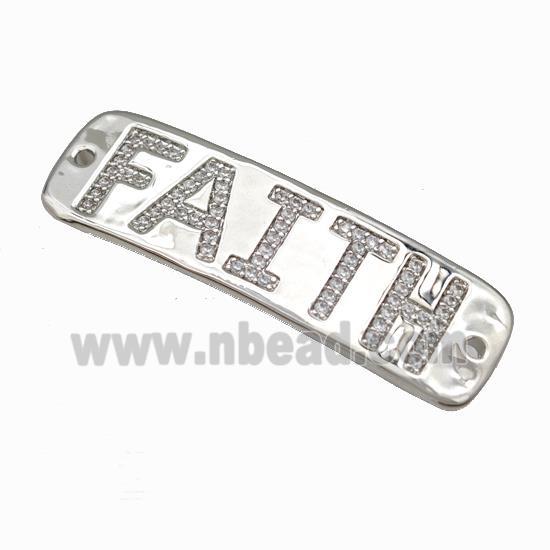 Copper FAITH Connector Pave Zirconia Platinum Plated