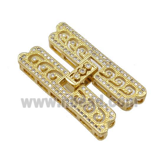 Copper Clasp Pave Zirconia Gold Plated