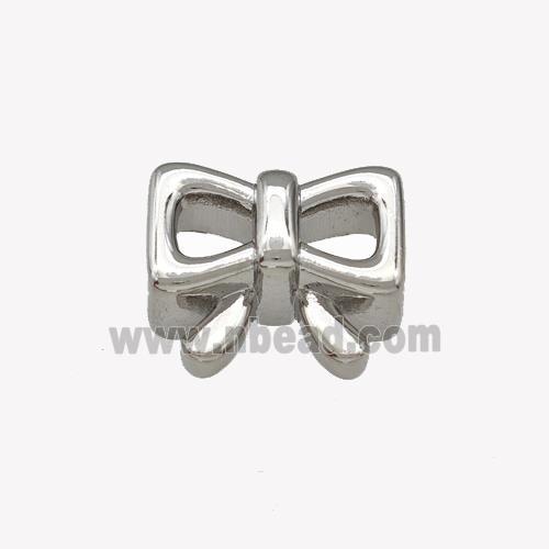 Copper Bow Beads 2Holes Platinum Plated