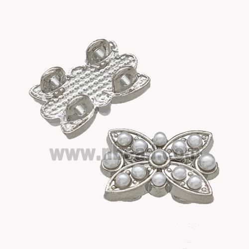 Copper Butterfly Beads Pave Pearlized Resin 2holes Platinum Plated