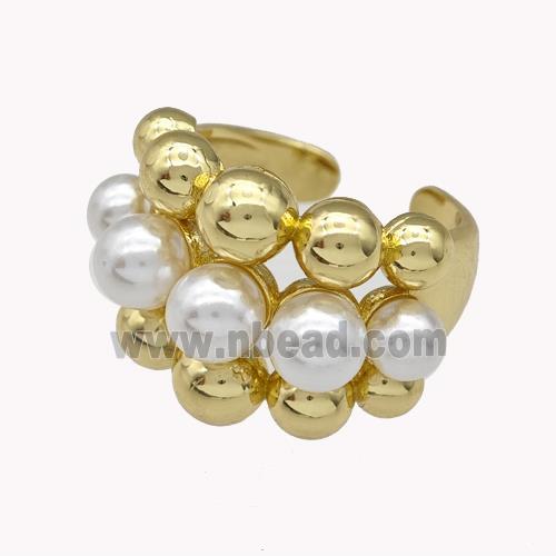 Copper Rings Pave Zirconia Pearlized Resin Gold Plated