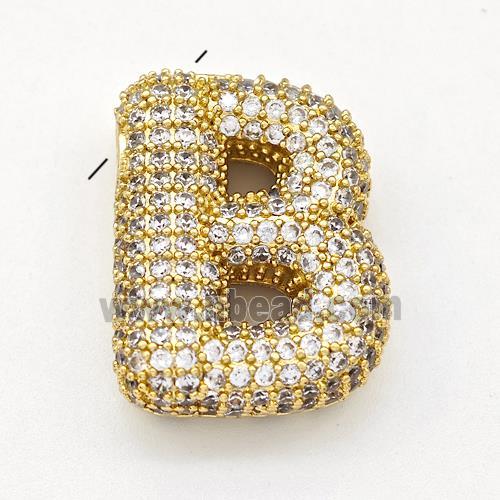 Copper Letter-B Pendant Micro Pave Zirconia Alphabet Gold Plated