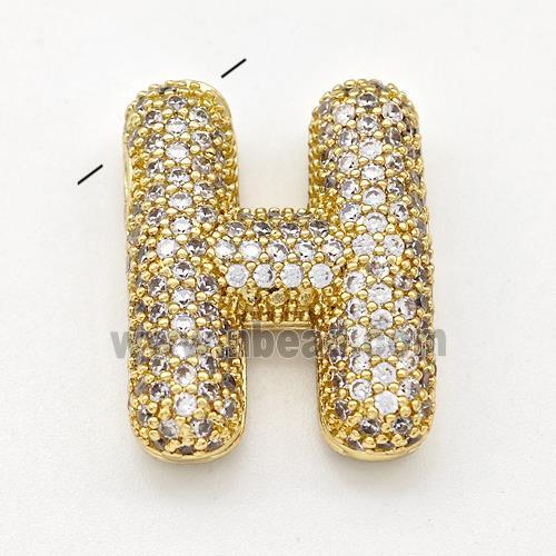 Copper Letter-H Pendant Micro Pave Zirconia Gold Plated