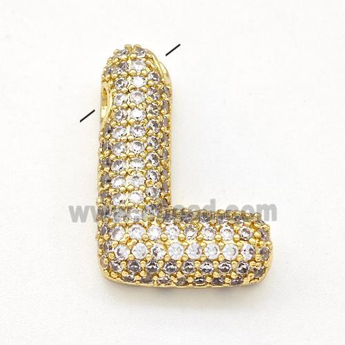 Copper Letter-L Pendant Micro Pave Zirconia Gold Plated