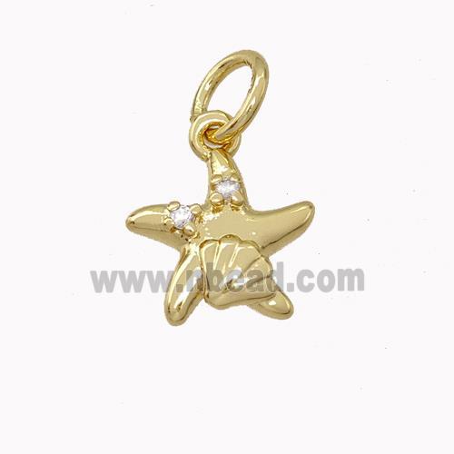 Copper StarFish Pendant Pave Zirconia Gold Plated