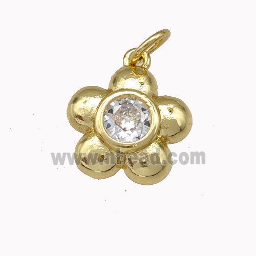 Copper Flower Pendant Pave Zirconia Gold Plated