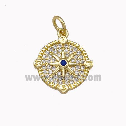 Copper Star Pendant Micro Pave Zirconia Coin Gold Plated