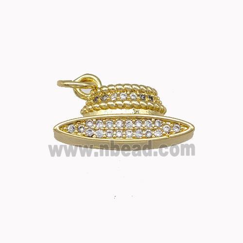 Copper Hat Charms Pendant Micro Pave Zirconia Gold Plated