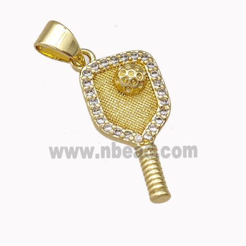 Copper Key Charms Pendant Pave Zirconia Gold Plated