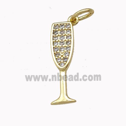 Wine Glass Charms Copper Goblet Pendant Micro Pave Zirconia Cup Gold Plated