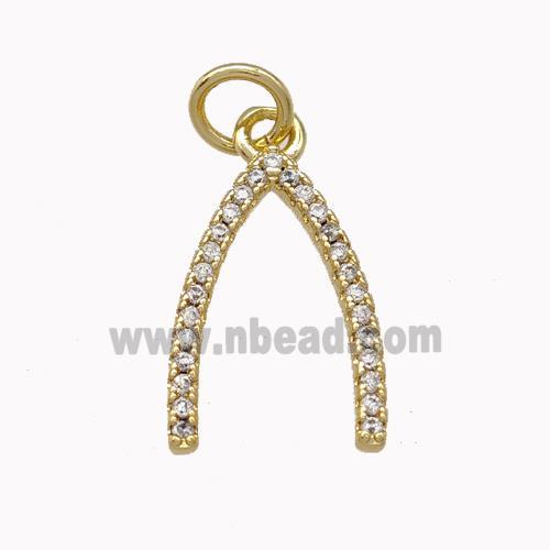 Copper Horseshoe Pendant Pave Zirconia Gold Plated