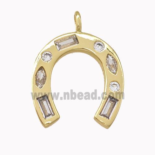 Copper Horseshoe Pendant Pave Zirconia Gold Plated