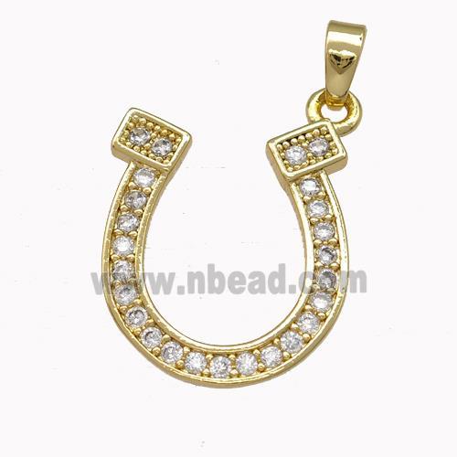 Copper Horseshoe Pendant Pave Zirconia Gold Plated