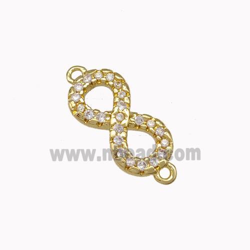 Copper Infinity Connector Micro Pave Zirconia Gold Plated