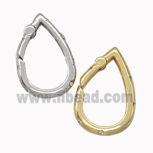 Copper Carabiner Clasp Micro Pave Zirconia Teardrop Mixed