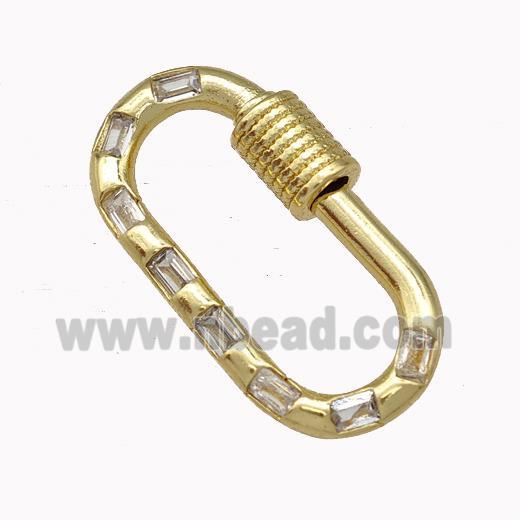 Copper Carabiner Clasp Micro Pave Zirconia Gold Plated