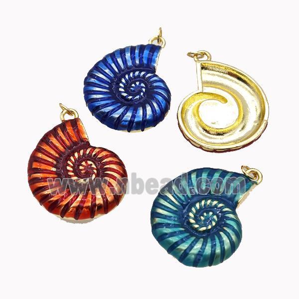 Conch Shell Charms Copper Nautilus Pendant Painted Gold Plated Mixed