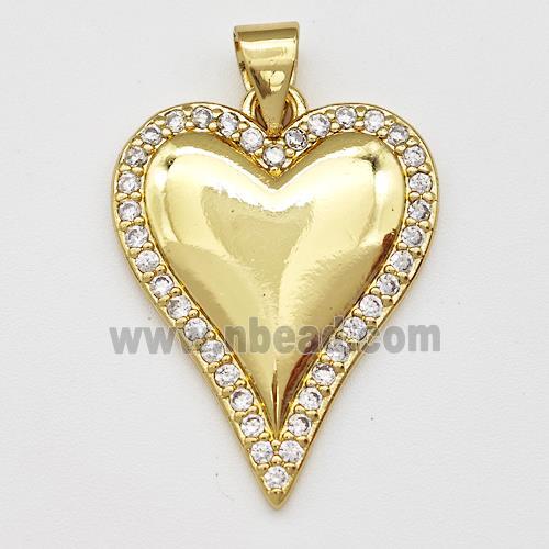 Copper Heart Pendant Micro Pave Zirconia Gold Plated