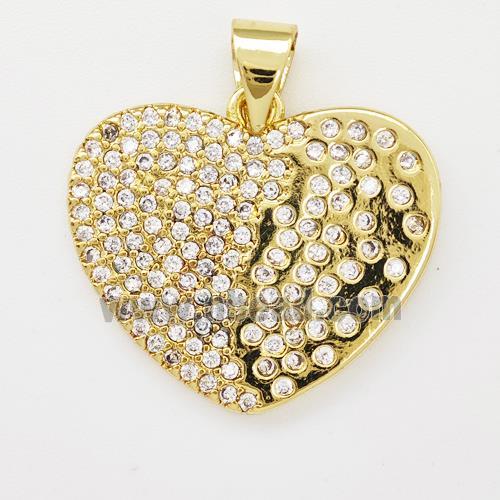 Copper Heart Pendant Micro Pave Zirconia Gold Plated