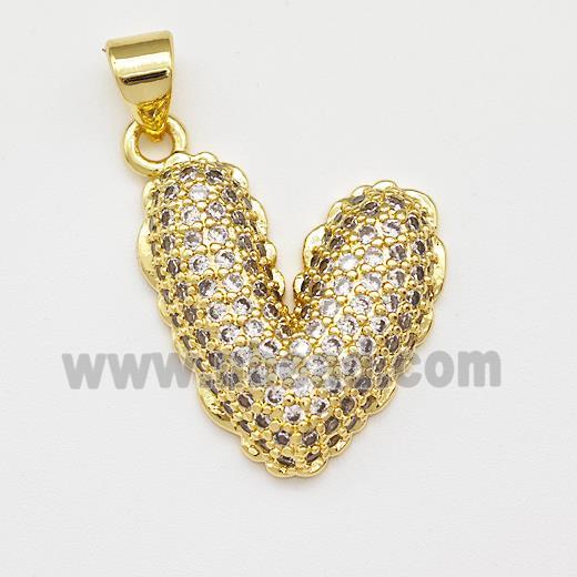 Copper Heart Pendant Micro Pave Zirconia Gold Plated