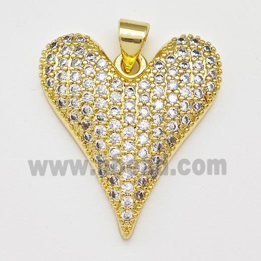 Copper Heart Pendant Micro Pave Zirconia Gold Plated