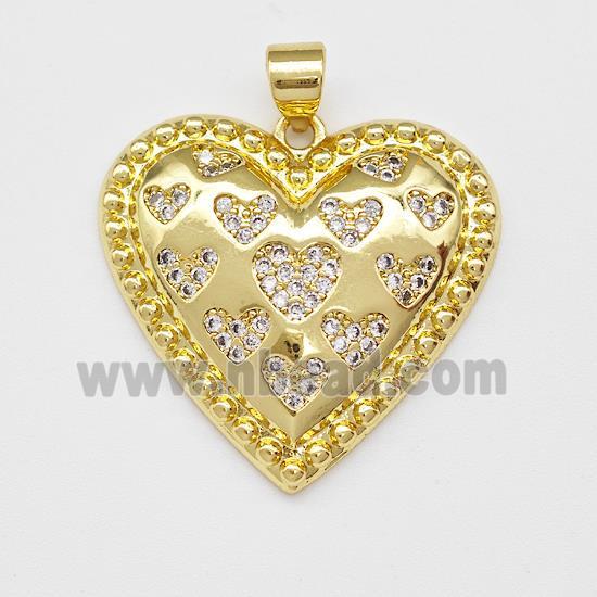 Copper Heart Pendant Micro Pave Zirconia Gold Plated