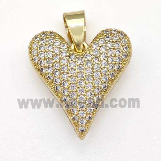 Copper Heart Pendant Micro Pave Zirconia Gold Plated