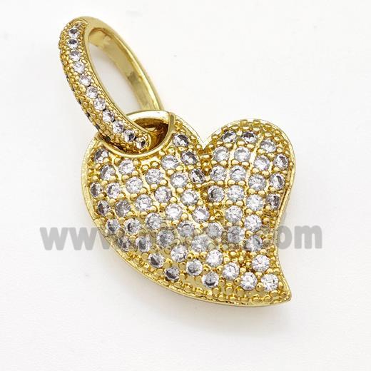 Copper Heart Pendant Micro Pave Zirconia Gold Plated